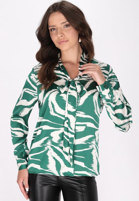 Faina Blouse Dames Groen gebroken wit - Image 3
