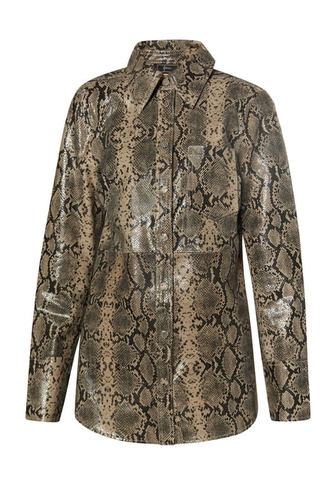 Faina Leren overhemd Dames beige slang - Image 1