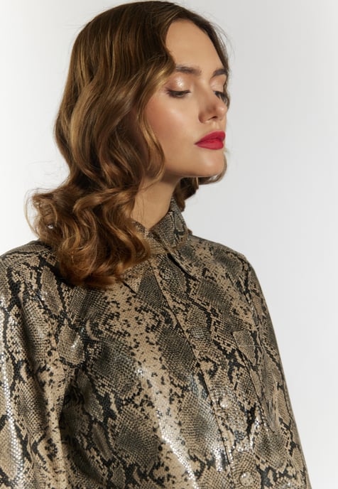 Faina Leren overhemd Dames beige slang - Image 5