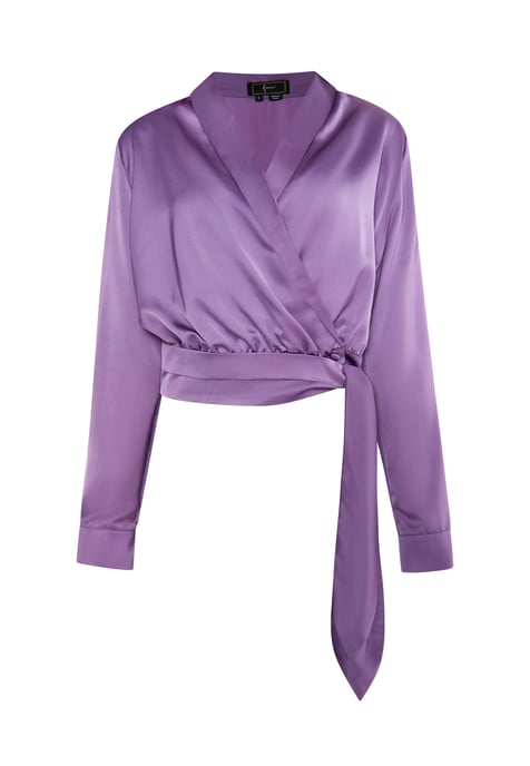 Faina Satijnen wikkelblouse Dames paars - Image 1