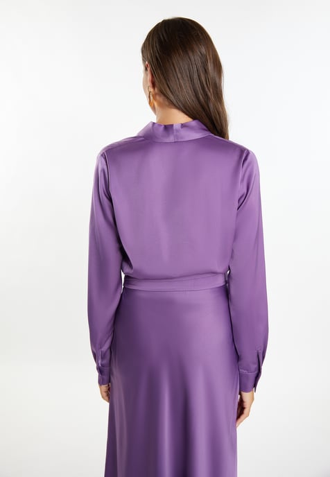 Faina Satijnen wikkelblouse Dames paars - Image 4
