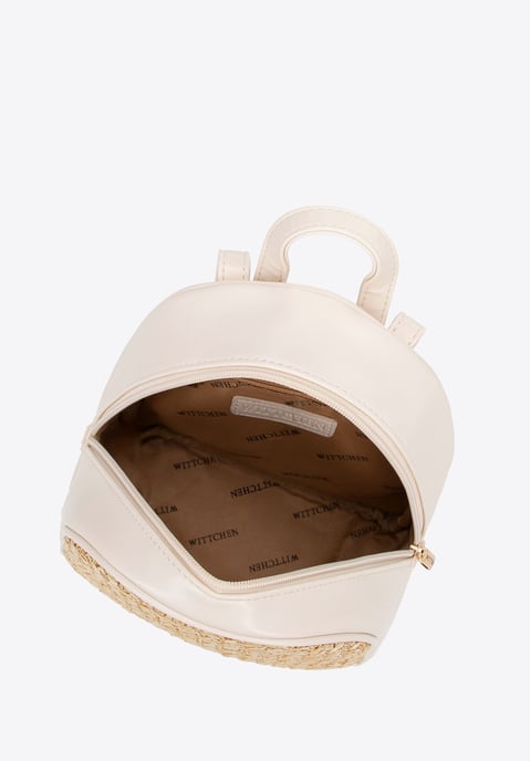 Wittchen Damesrugzak met weefpatroon, crème en beige, eco-leer - Image 3
