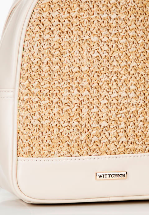 Wittchen Damesrugzak met weefpatroon, crème en beige, eco-leer - Image 4