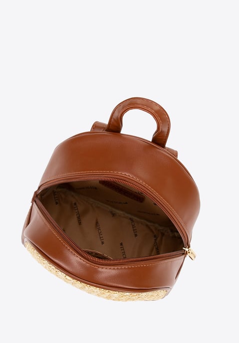 Wittchen Damesrugzak met vlechtwerk, bruin en beige, eco-leer - Image 3