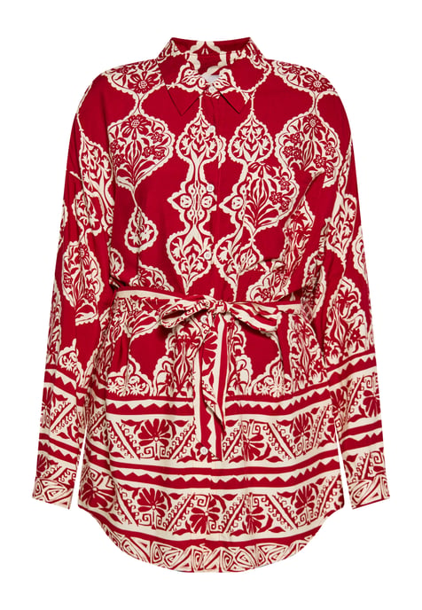 usha Blouse Dames donkerrode crème - Image 1