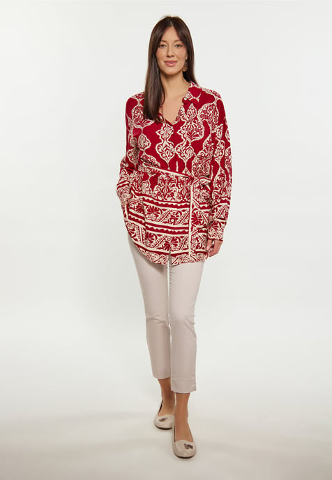 usha Blouse Dames donkerrode crème - Image 2