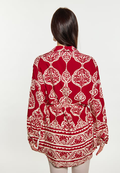 usha Blouse Dames donkerrode crème - Image 4