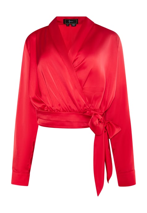 Faina Satijnen wikkelblouse Dames rood - Image 1