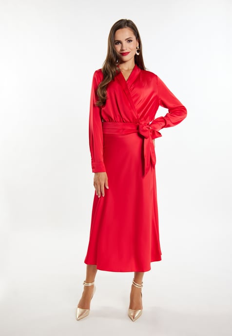 Faina Satijnen wikkelblouse Dames rood - Image 2