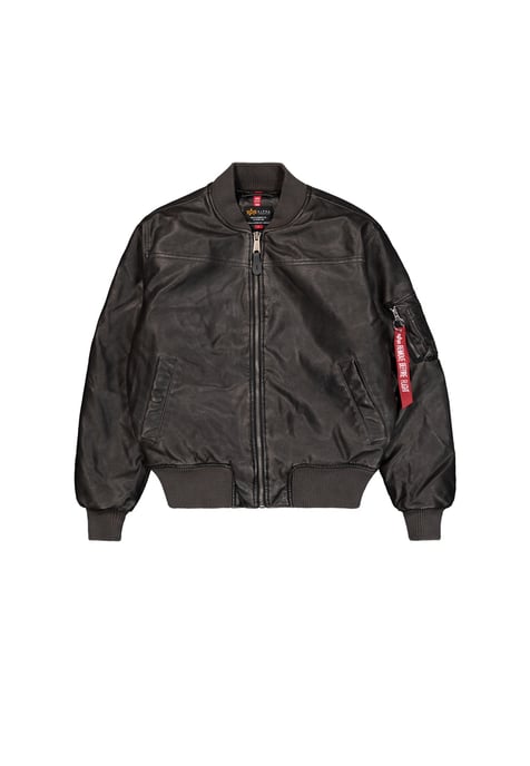 MA-1 Faux Leather Vintage Bomber Jacket - Image 1