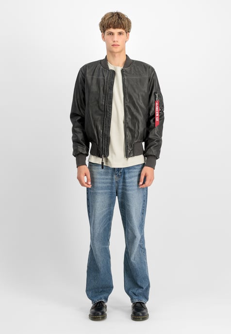 MA-1 Faux Leather Vintage Bomber Jacket - Image 2