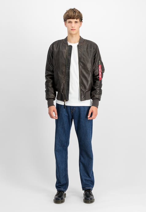MA-1 Faux Leather Vintage Bomber Jacket - Image 2