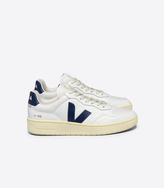 Veja V-90 Leder Damestrainers Wit/Navy - Image 1