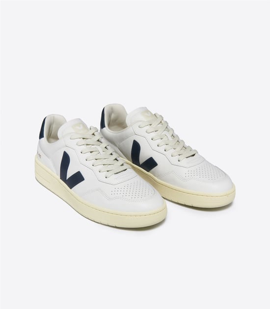 Veja V-90 Leder Damestrainers Wit/Navy - Image 2
