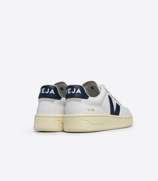 Veja V-90 Leder Damestrainers Wit/Navy - Image 3