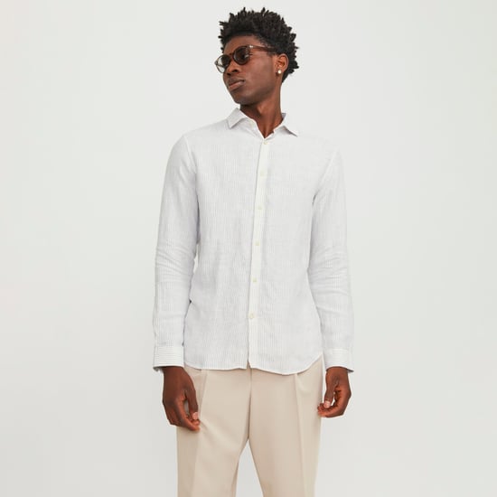 Jack & Jones Overhemden Parker Linen Stripe Beige - Image 4