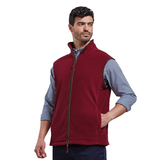 Premier Heren Artisan Fleece Gilet (Bourgogne/Bruin) - Image 2