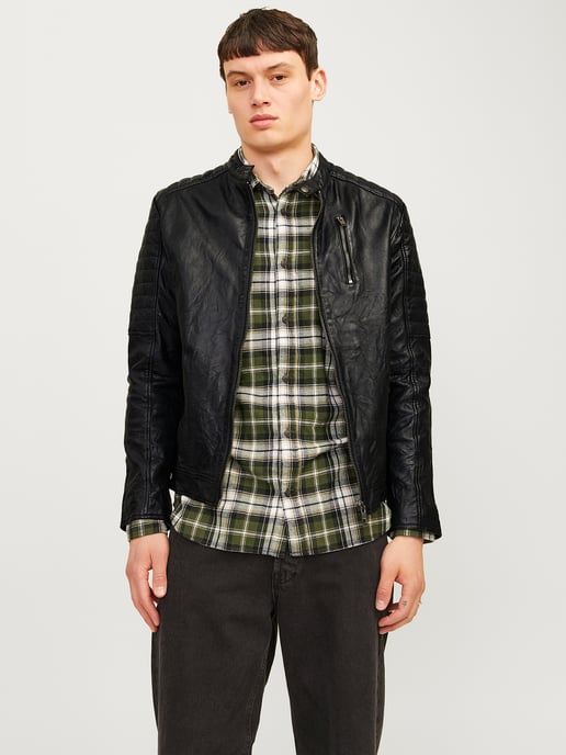 Jack & Jones Jas zomer Richard Leather Jacket Zwart - Image 2