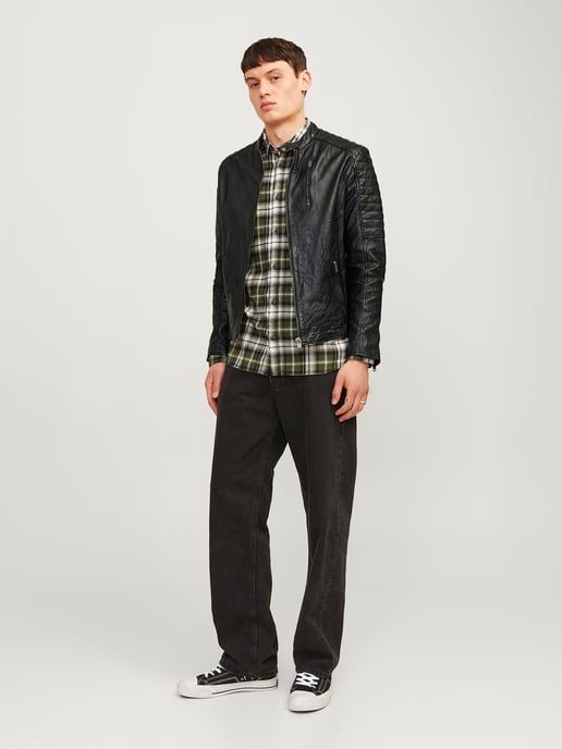 Jack & Jones Jas zomer Richard Leather Jacket Zwart - Image 3