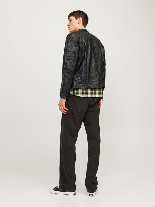 Jack & Jones Jas zomer Richard Leather Jacket Zwart - Image 4