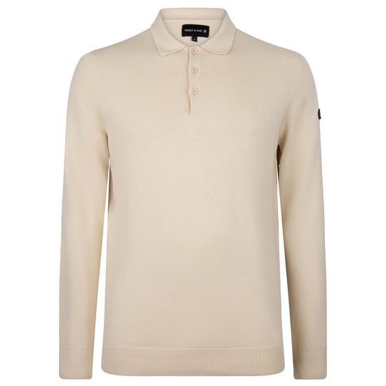 Presly & Sun Trui Brad Long Sleeve Knitted Polo Beige - Image 1