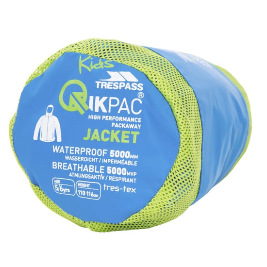 Trespass Kinderen/Kinderen Qikpac Waterdichte Packaway Jacket (Kobalt) - Image 3