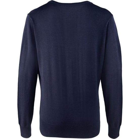 Premier Dames/dames knoop door V-hals gebreid vest met lange mouwen (Marine) - Image 2