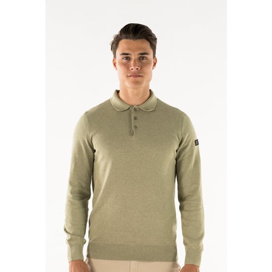 Presly & Sun Trui Brad Long Sleeve Knitted Polo Groen - Image 2