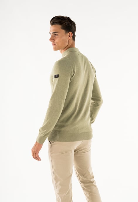 Presly & Sun Trui Brad Long Sleeve Knitted Polo Groen - Image 3
