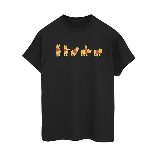 Disney Dames/Dames Winnie De Poeh Stretching Katoenen Vriendje T-shirt (Zwart) - Image 1