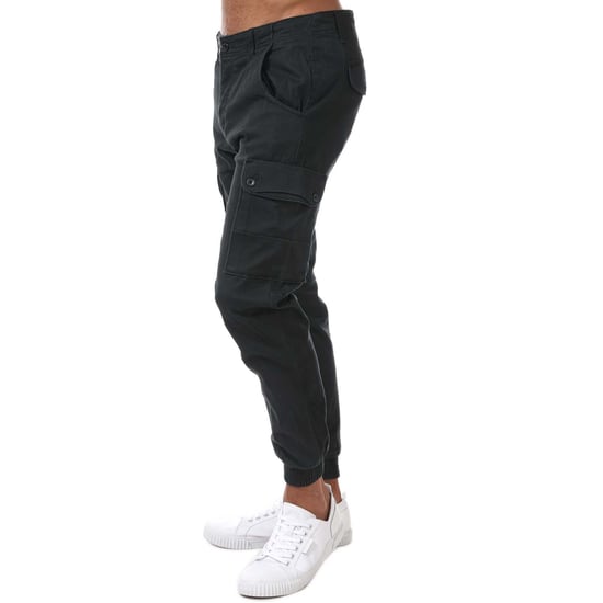 Men's Jack Jones Paul Warner Slim Fit Cargo Pants in Black - Image 4