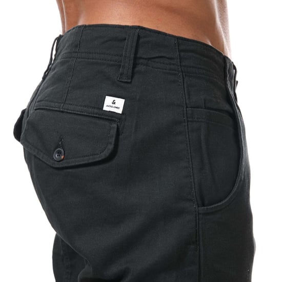 Men's Jack Jones Paul Warner Slim Fit Cargo Pants in Black - Image 6