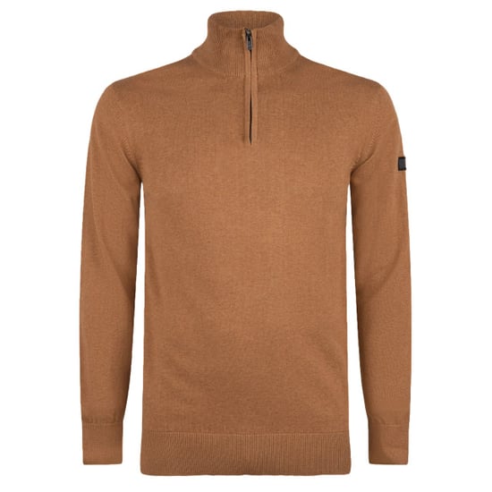 Presly & Sun Trui Lewis Zip Knitted Pullover Bruin - Image 1