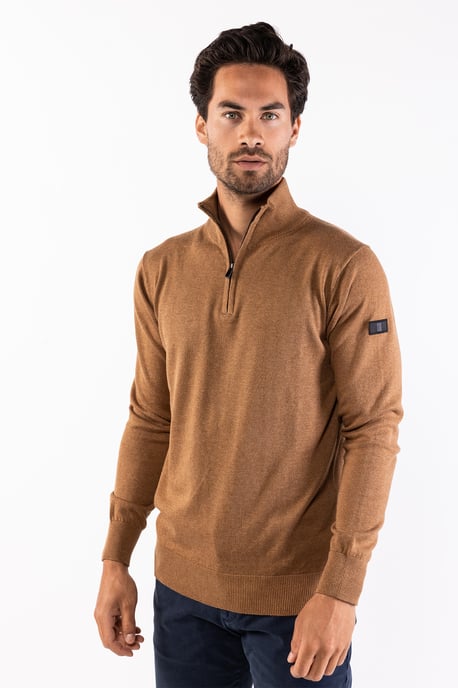 Presly & Sun Trui Lewis Zip Knitted Pullover Bruin - Image 2