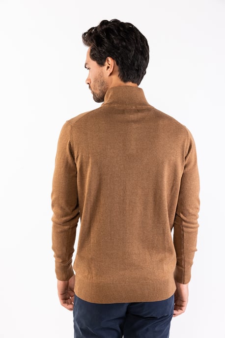 Presly & Sun Trui Lewis Zip Knitted Pullover Bruin - Image 3