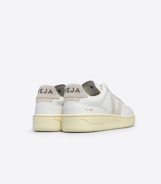Veja V-90 Leder Damestrainers Wit/Naturaal - Image 3