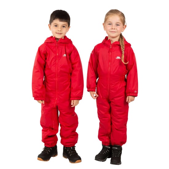 Trespass Kids Unisex Dripdrop Gewatteerd Waterdicht Regenpak (Signaal Rood) - Image 3