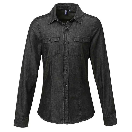 Premier Dames/Dames Denim Jean stijl gestikt overhemd (Zwarte denim) - Image 1