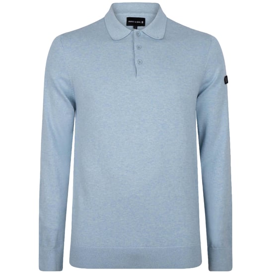 Presly & Sun Trui Brad Long Sleeve Knitted Polo Blauw - Image 1