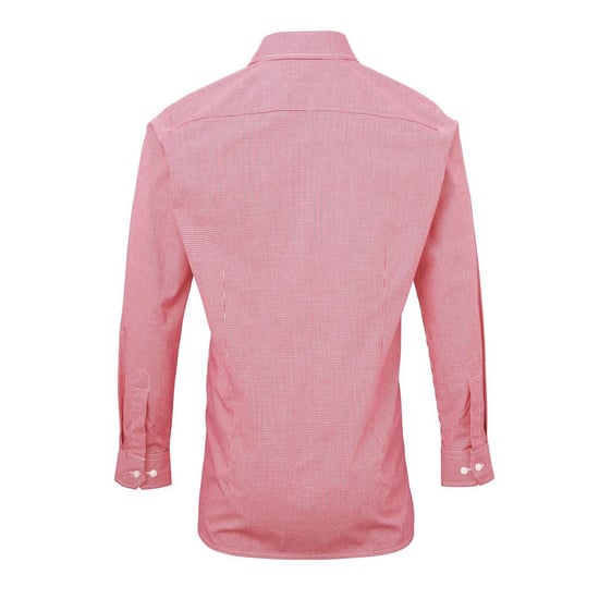 Premier Heren Gingham Micro geruit overhemd met lange mouwen (Rood/Wit) - Image 2