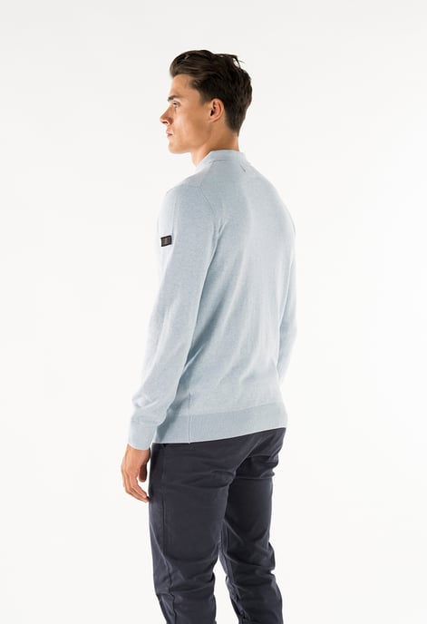 Presly & Sun Trui Brad Long Sleeve Knitted Polo Blauw - Image 3