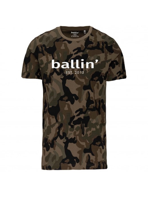 Ballin Est. 2013 Tee SS Army Camouflage Shirt Groen - Image 3
