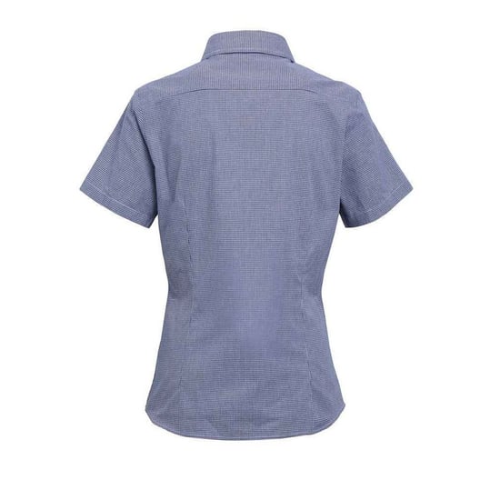 Premier Dames/Dames Micro Gingham geruit katoenen overhemd met korte mouwen (Marine / Wit) - Image 2