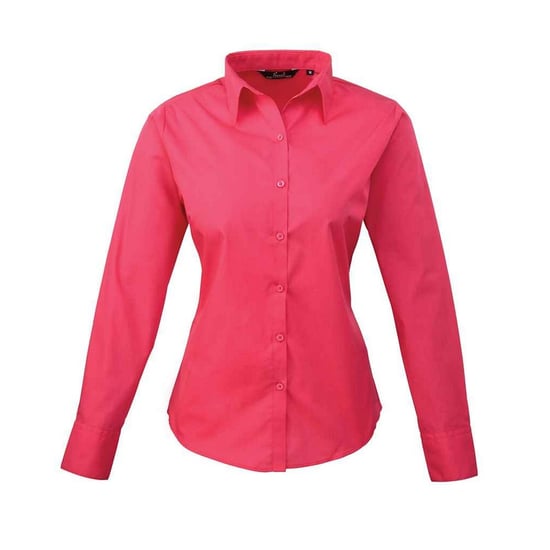 Premier Dames/Dames Popeline Blouse met Lange Mouwen (Heet Roze) - Image 1
