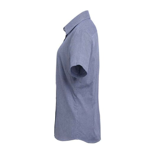 Premier Dames/Dames Micro Gingham geruit katoenen overhemd met korte mouwen (Marine / Wit) - Image 3