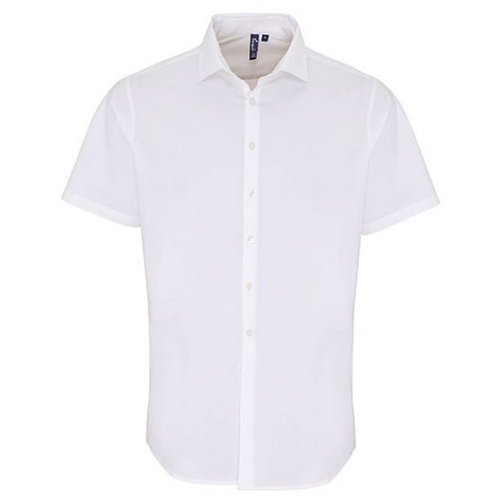 Premier Heren Poplin Stretch Overhemd met Korte Mouwen (Wit) - Image 1