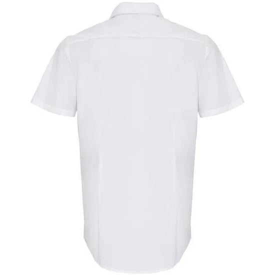 Premier Heren Poplin Stretch Overhemd met Korte Mouwen (Wit) - Image 2