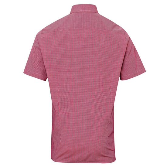 Premier Heren Micro Gingham geruit katoenen overhemd met korte mouwen (Rood/Wit) - Image 2