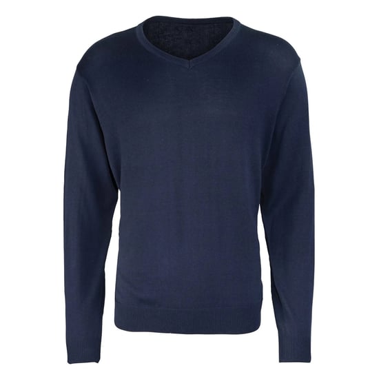 Premier Heren Gebreide V Hals Sweater Top (Marine) - Image 1