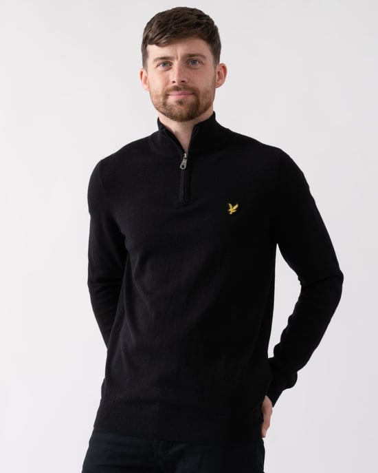 Lyle & Scott katoenen merino trui met kwartrits voor heren - Image 1